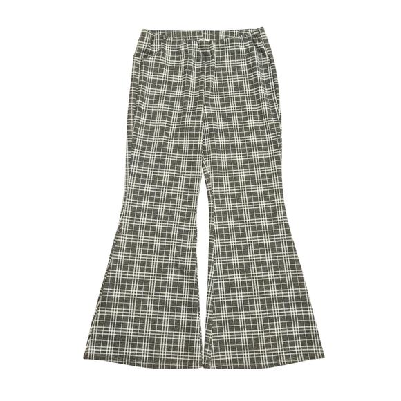 Umgee gray plaid flare pull on pants large y2k preppy - Picture 1 of 8